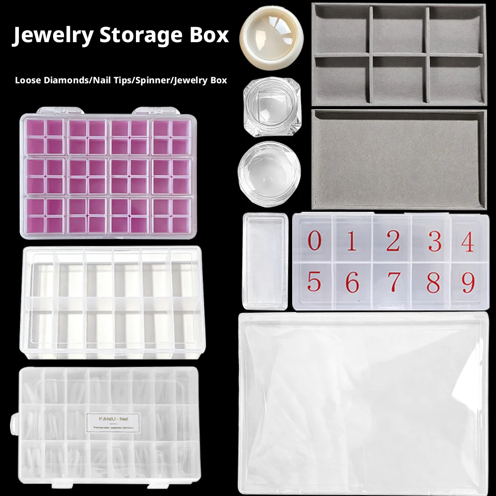 Detachable Compartment Nail Rhinestone Holder Plastic Nail Art Storage Box Beaded Storage Box Jewelry Rhinestones Rectangle Case