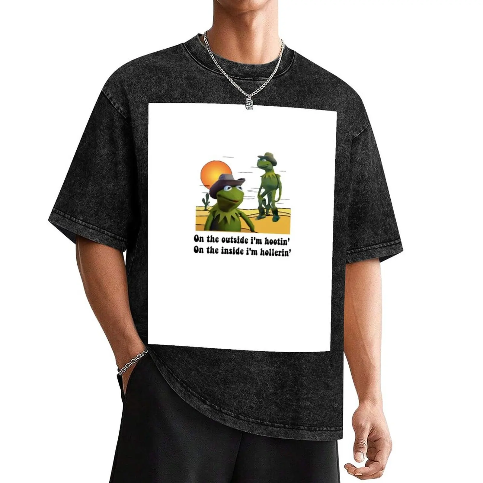 On the outside i'm hootin on the inside i'm hollerin kermit cowboy meme, Hootin and Hollerin T-Shirt Blouse anime shirts men