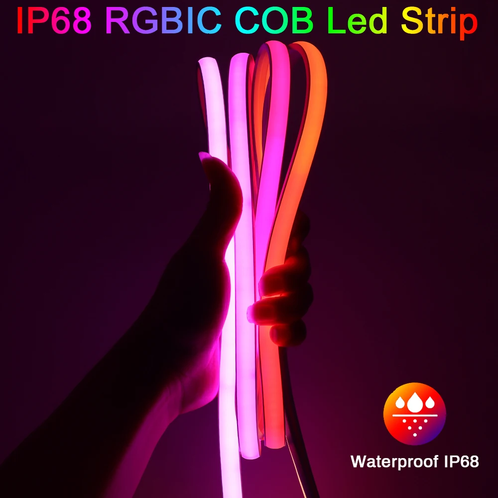 12V 24V IP68 RGBIC COB LED Strip Waterproof WS2811 Pixel Addressable 720Leds LED Tape Kit for Outdoor Decor Support WiFi BT