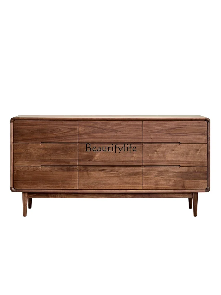 

Nordic Japanese-style cherry wood chest cabinet oak modern simple solid wood eight-drawer cabinet against the wall