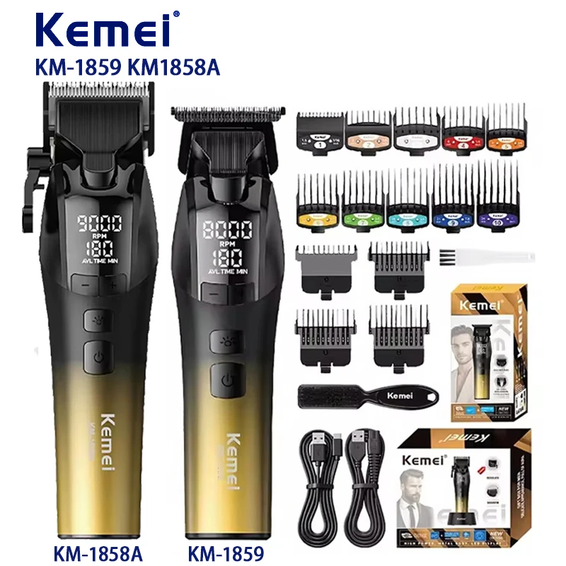 kemei-1859-1858a-電動バリカン-メンズ-バリカン-プロ用-散髪-コードレス-ヘアカットマシン-ヘアトリマー