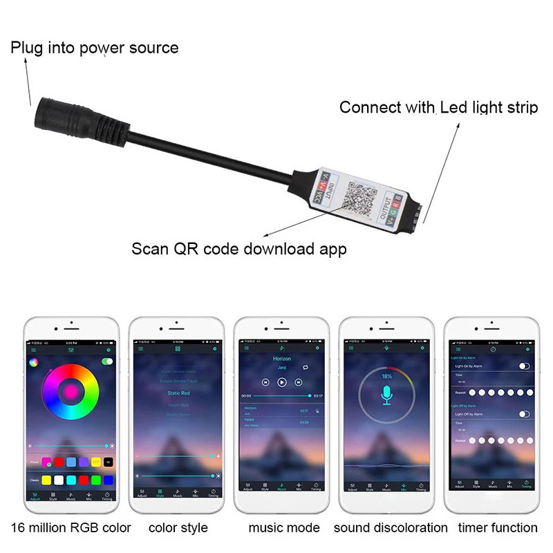 12V Smart Bluetooth RGB Controler APP Control Color Changing RGB Led Controller Music Sync For 4Pin Rgb LED Lights