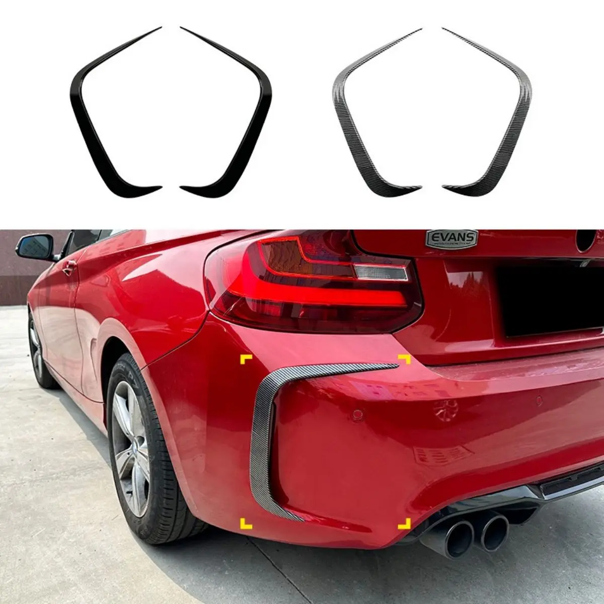 

For BMW 2 Series M2 F87 2016 2017 2018 2019 2020 2021 Car Rear Bumper Splitter Side Spoiler Air Vent Wind Knife Body Kits