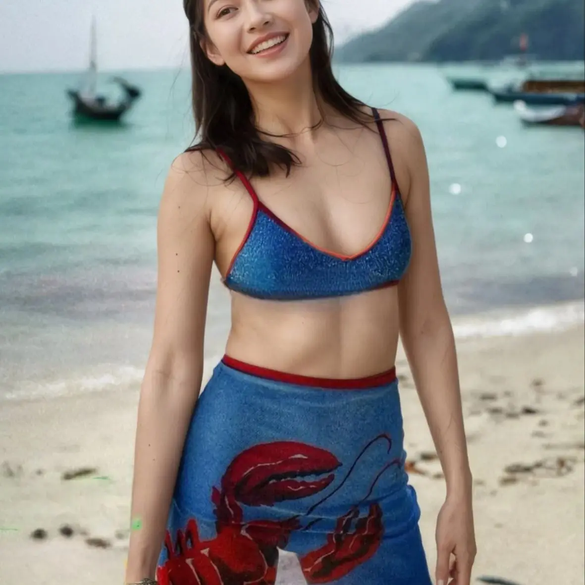 

Women's Clothing Sets Bikini Set for Women Sexy Blue Two Piece Swimsuit Triangle Top Internet Famous Beachwear Summer Skirt Sets