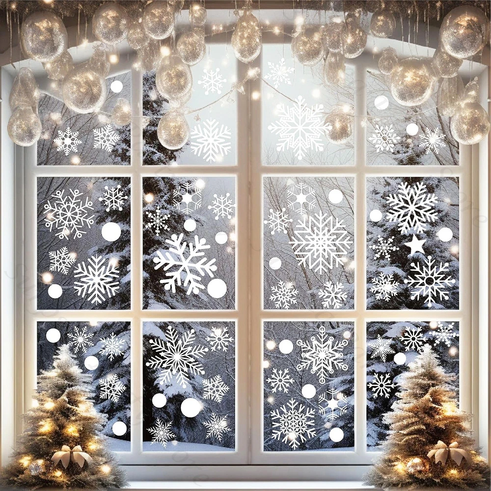 Weihnachten Fensteraufkleber Schneeflocke Fensteraufkleber Glasfenster Aufkleber Weihnachten Urlaub Winter Weihnachtsdekorationen Fensteraufkleber