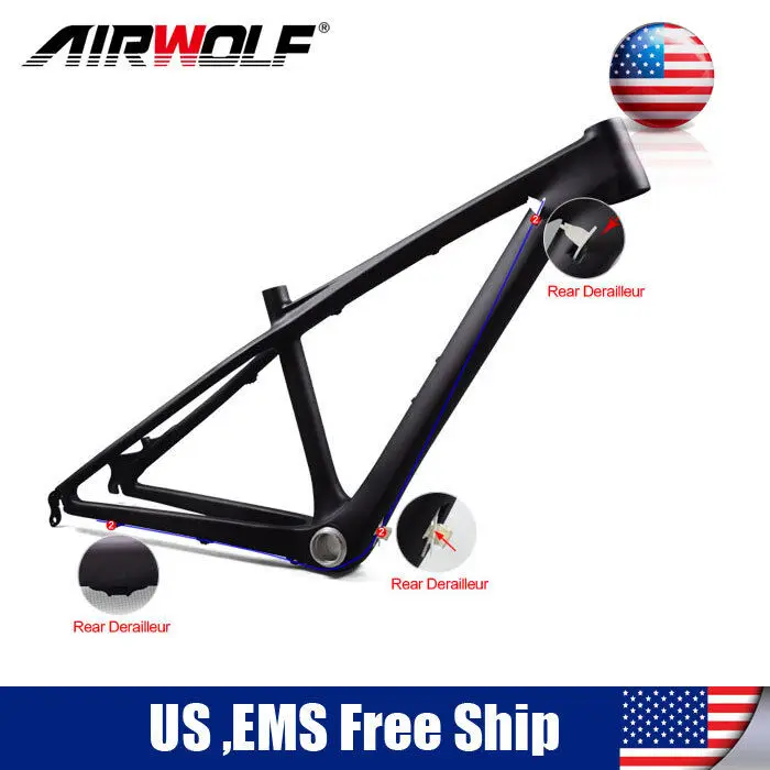 Full Carbon Fiber MTB Bike Frame 26er Mountain Bicycle Frameset 14inch 3K