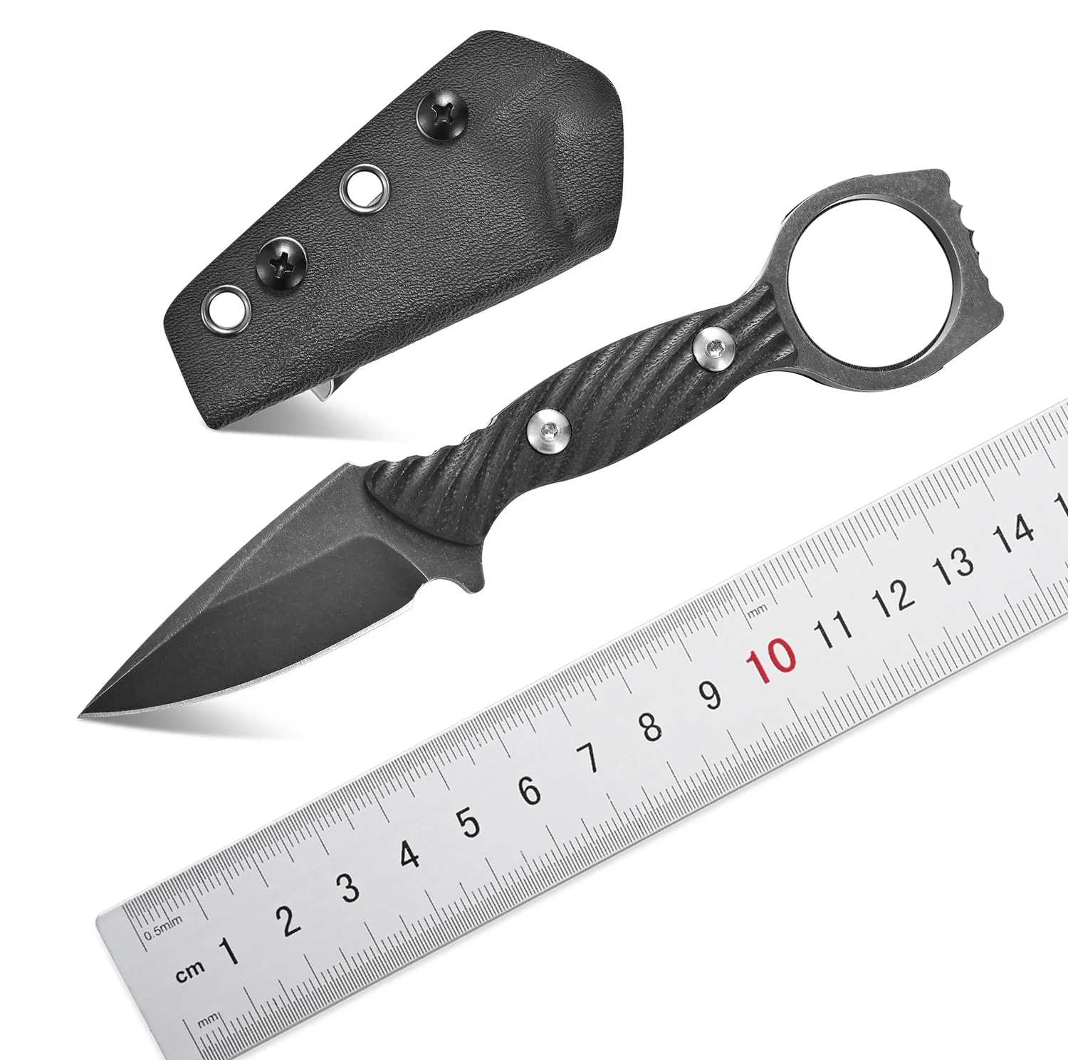 

C1399 6.5" Small Fixed Blade Knife,D2 Blade G10 Handle Full Tang EDC Tool Knife with Pocket Clip for Outdoor,Hiking,Camping