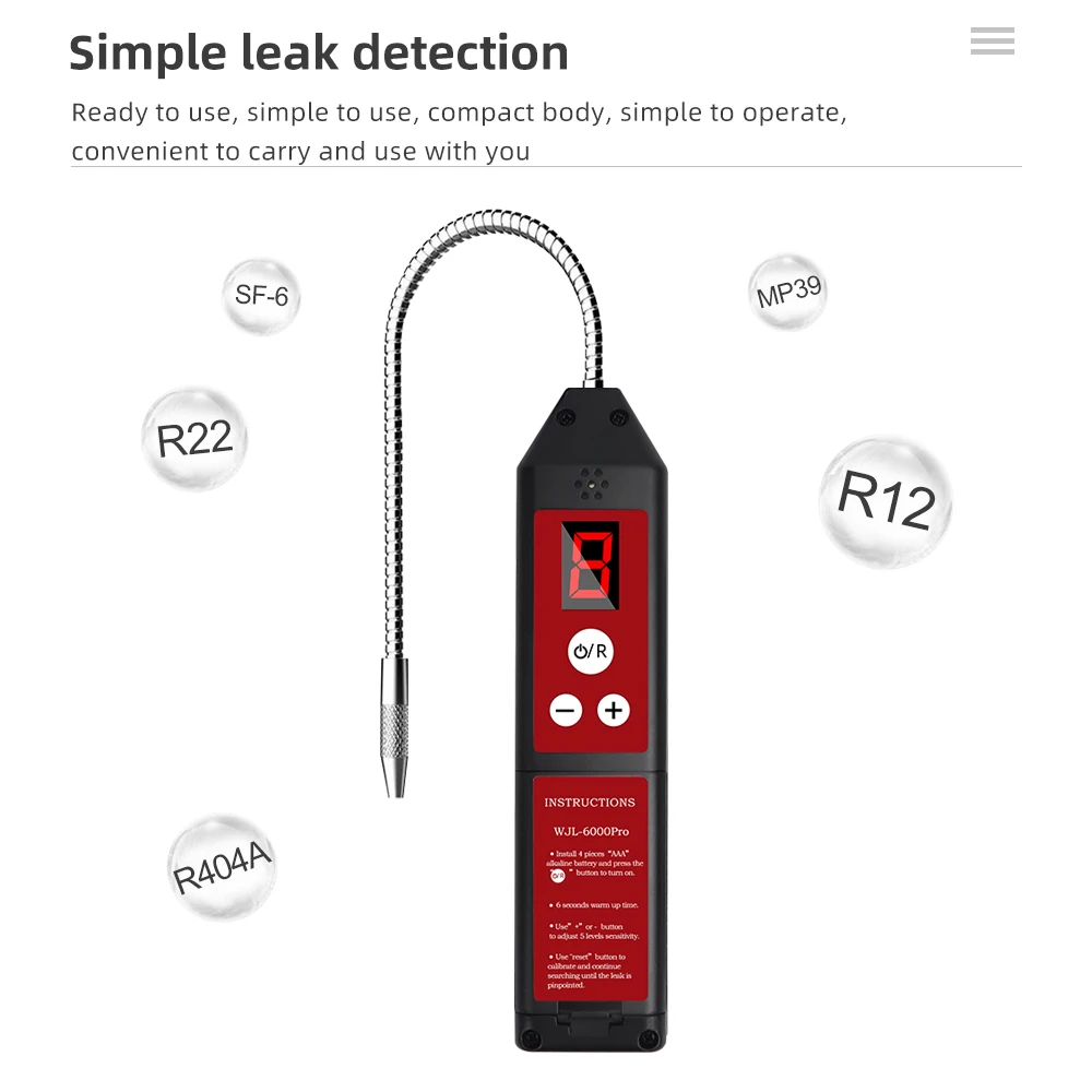 Intelligent Halogen Leak Detector Freon CFC HFC Gas Leakage Tester Air Monitor Conditioning R22a R134a Gas Meter With LED Light