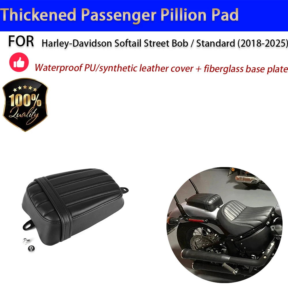 For Harley Softail Street Bob Passenger Seat Thickened Pillion Pad 2018-2025 No-Drill Accesorios Moto