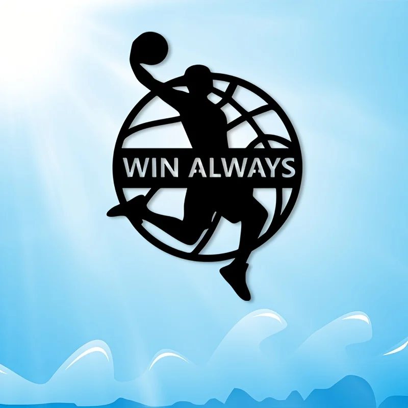CIFBUY Iron Wall Art Dynamic Basketball Player Metal Sculpture Rustproof Mural for Indoor Outdoor Room Fence Sports Fan Gift