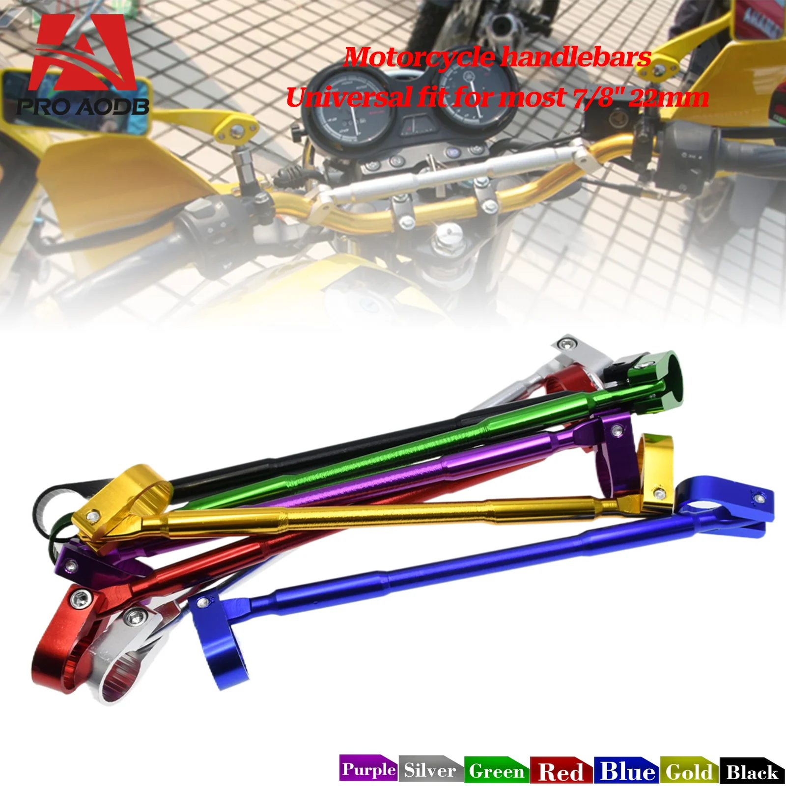 22mm Alloy Aluminum Motorcycle Handlebar Brace Crossbar Modified Strengthen Handle Bar Clamp Balance Beam Cross