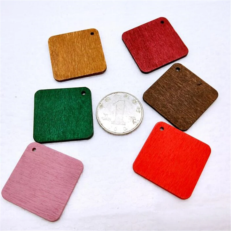 50pcs/lot new retro creative wood square charm geometric connectors diy for earring pendant jewelry making accessories material