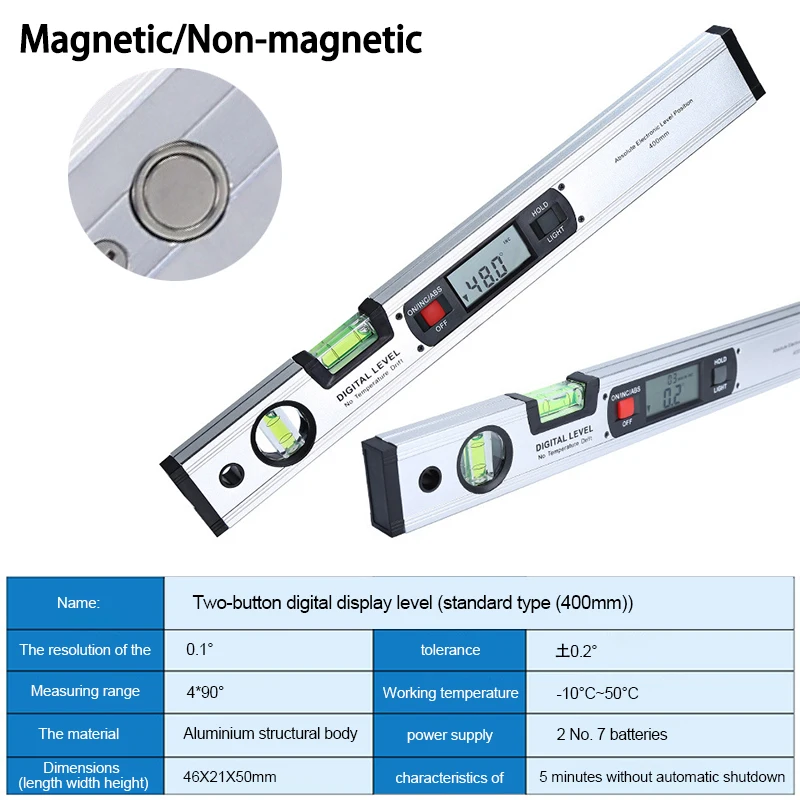 400mm Digital Protractor Angle Finder Electronic Level 360 Degree Inclinometer With/without Magnets Level Angle Slope Test Ruler