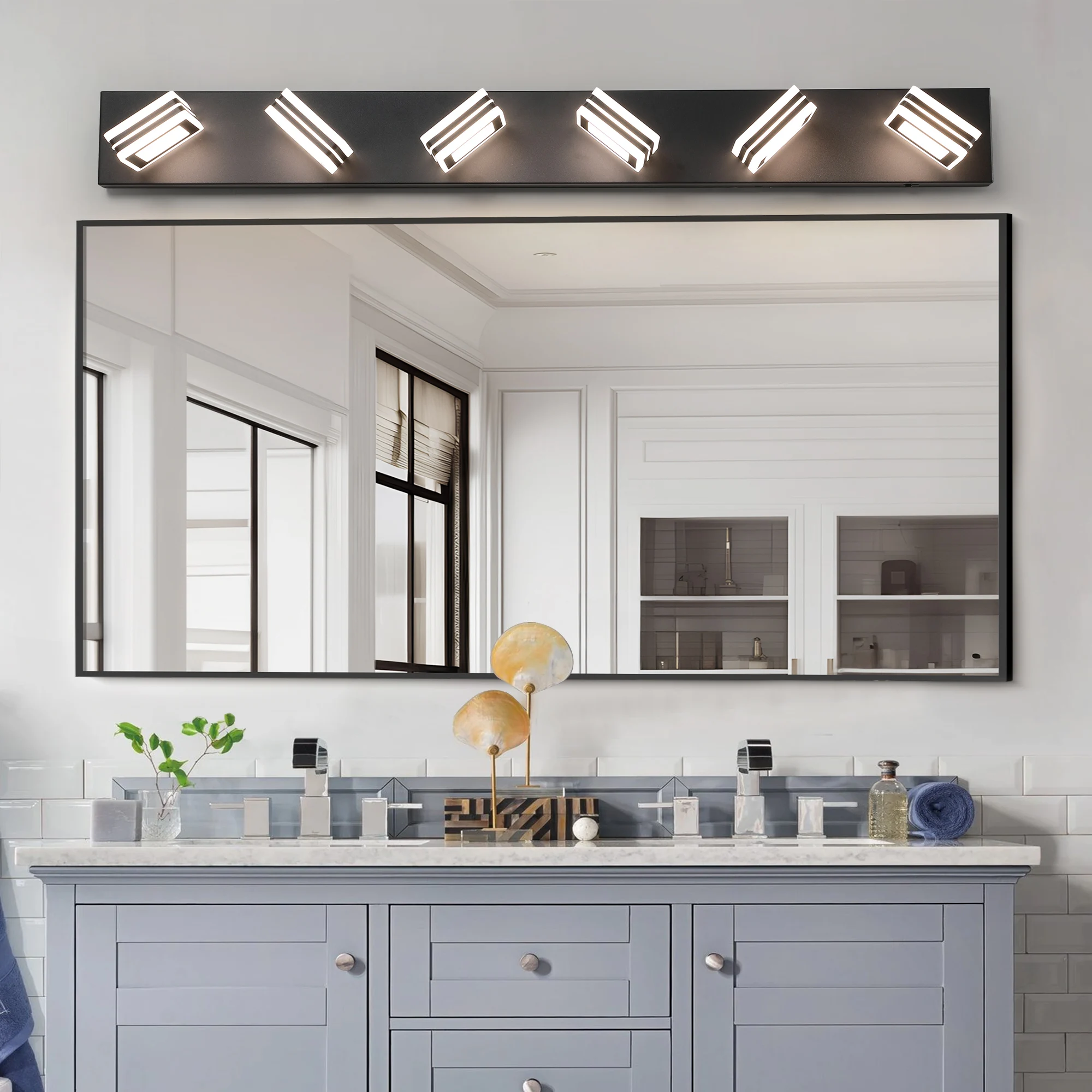 Modern 5/6 Lights LED Vanity Light - Sleek Bathroom Wall Fixture, Iron & Acrylic, Dimmable & Energy-Efficient, Ideal for Mirror