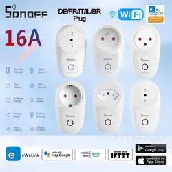 SONOFF S26R2 WiFi Smart Plug DE/FR/IT/IL/BR Wireless Smart Socket Power Monitoring Voice Remote Control Via EWeLink Google Alexa