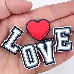 Black and white alphabet shoe charm, pvc shoe accessory for crocs, bracelet, slipper, diy accessories, gifts for Holiday Party, 1pc 10 Main Crocs Sales White - №1