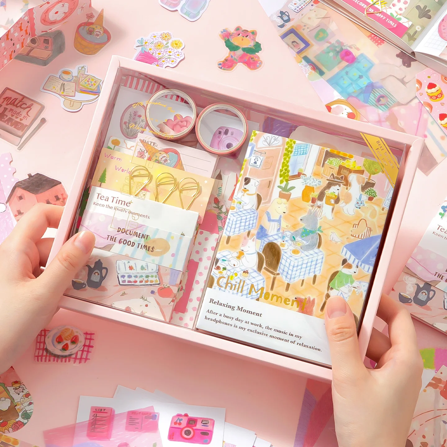 12-teiliges großes Scrapbooking-Set, DIY-Tagebuch, Album, Aufkleber, Material, Papierband, Set für Studenten, Schreibwaren, Preise, Tagebuch, Geschenkbox
