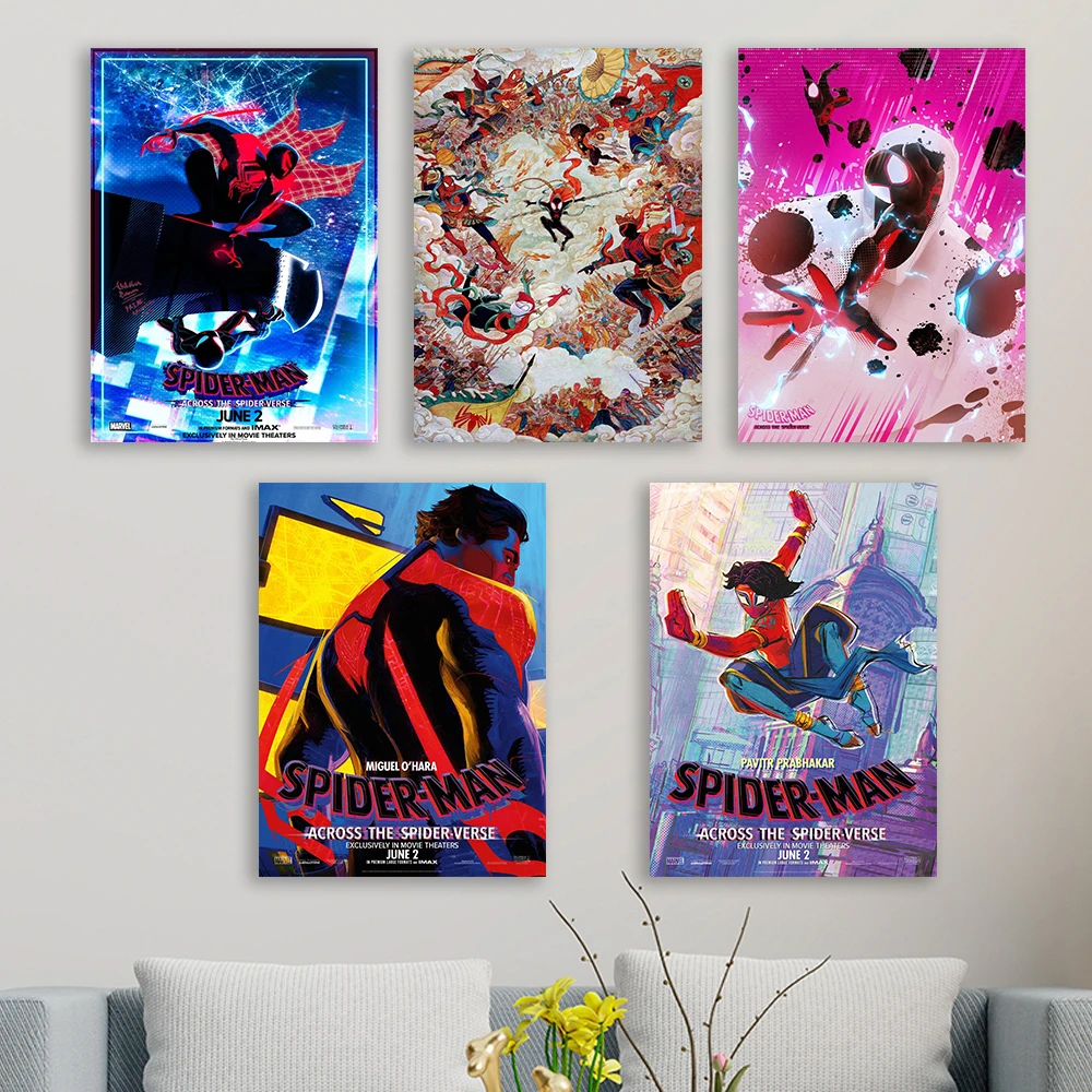 Spiderman Across the Spider-Verse Canvas Poster Wall Art Decor New Disney Movie Superhero Canvas Painting Print Coffee Bar Art