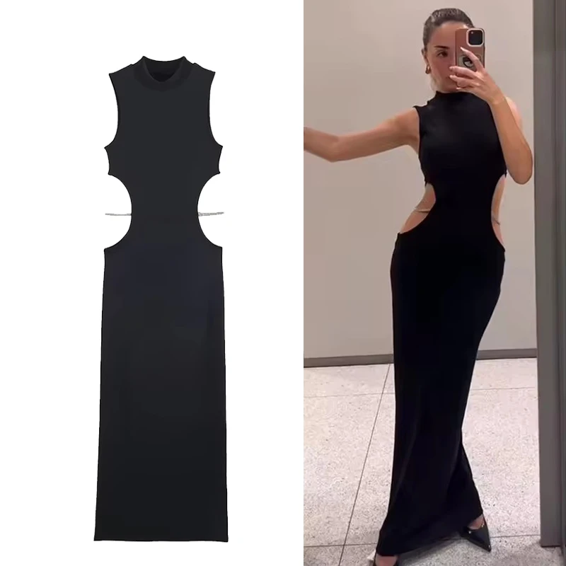 فستان نسائي مثير بتصميم مجوهرات مزخرف فساتين طويلة أنيقة للنساء 2025 فساتين حفلات ملهى ليلي أنيقة جديدة #1