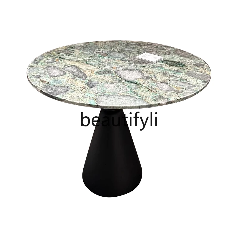 

Light luxury living room natural marble round negotiation table art luxury stone dining table