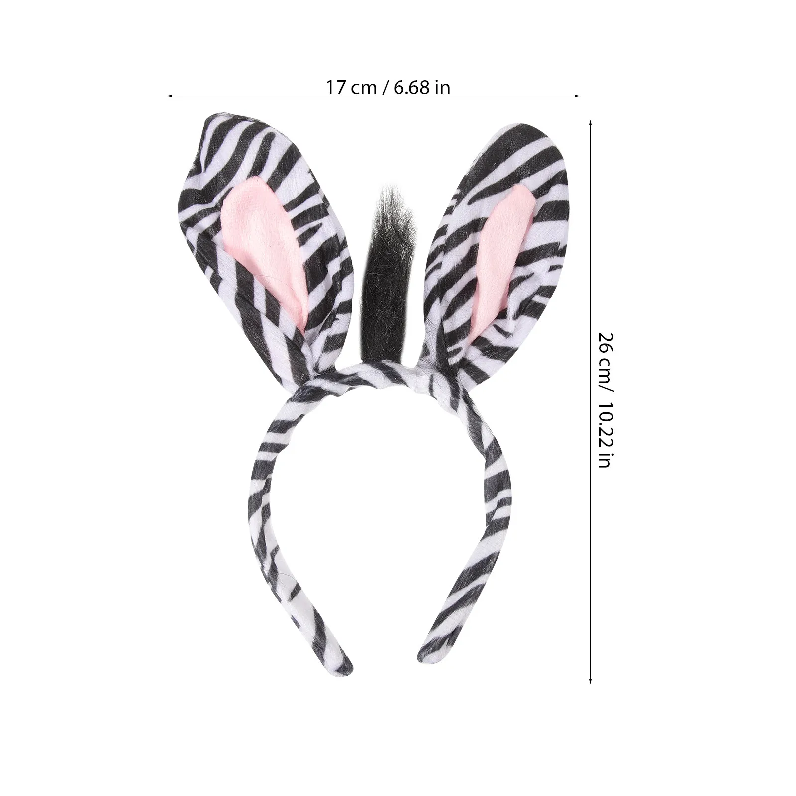 1Set Zebra Headband Set Chic Animal Theme Hair Accessory for Costume Party Halloween Masquerade Cosplay Zebra Tail