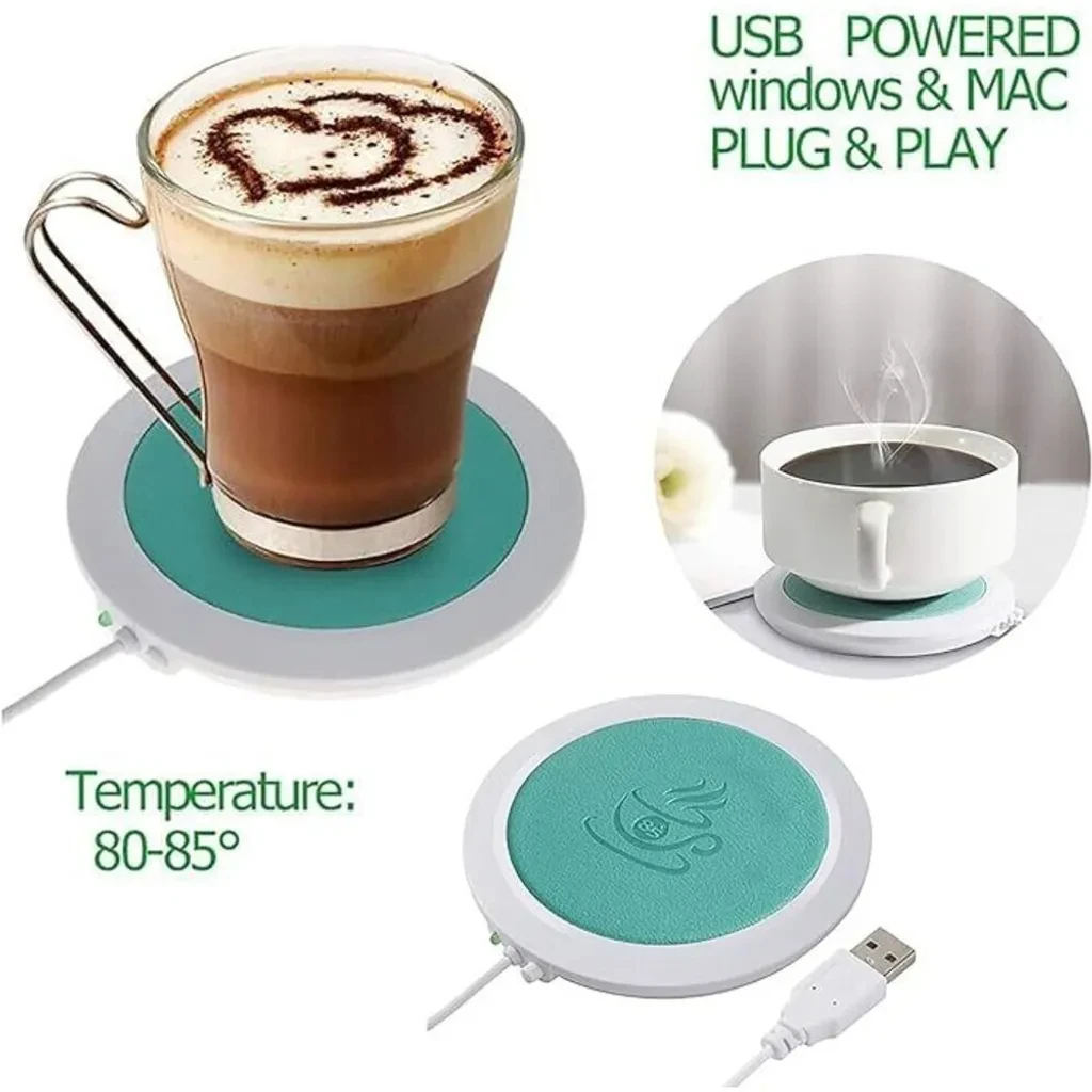 Coffee Cup Heater For Famliy Gift PU Leather Drink Mug Heating Warm Mat Home Office 55℃ Constant Temperature Coaster With Usb