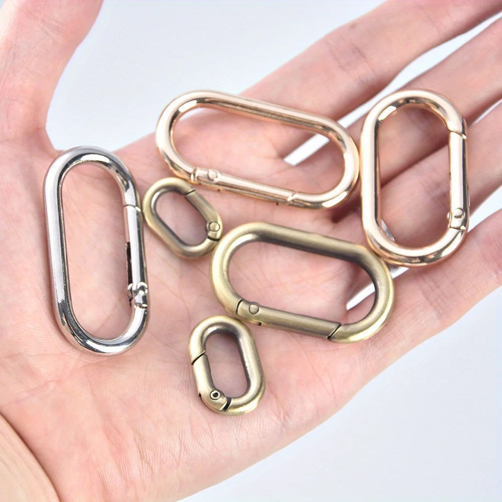 5pcs Metal Oval O Ring Spring Clasp Openable Round Carabiner Keychain Clips Hook Dog Chain DIY Jewelry Buckle