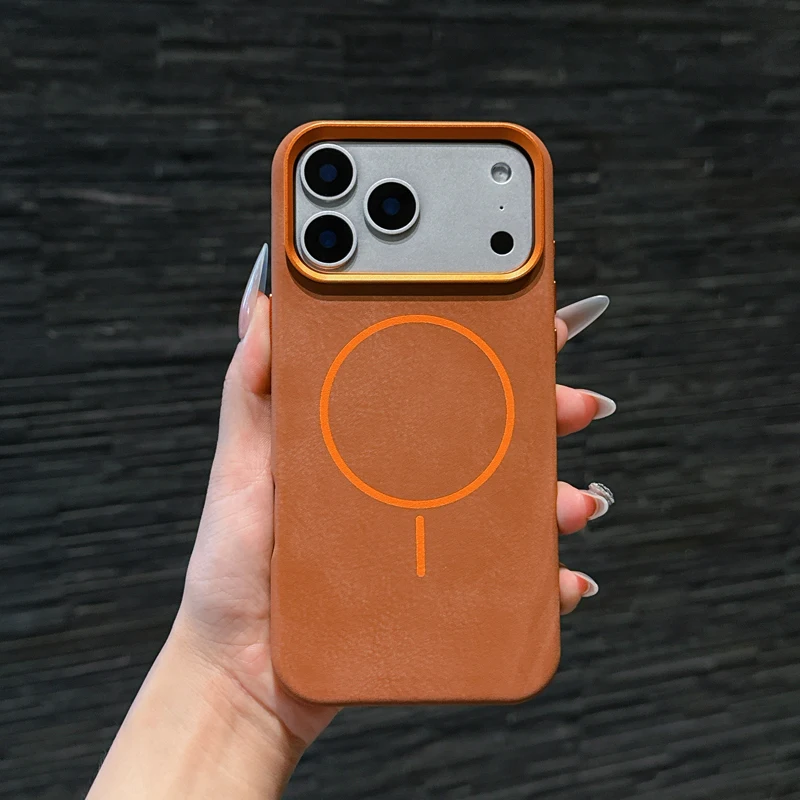 

For iPhone 17 Pro Max 17 Air Case Magnetic Elephant Skin Pattern Ultra-thin Metal Lens Protection Wireless Charging Cover