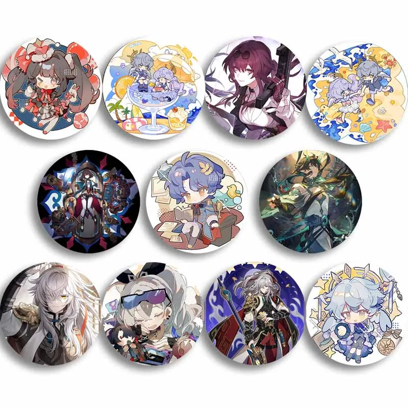 58mm Game Honkai:Star Rail Character Button Pin Cute Cartoon Boothill Argenti Fanart Brooch Tinplate Badge Bag Accessories Gift