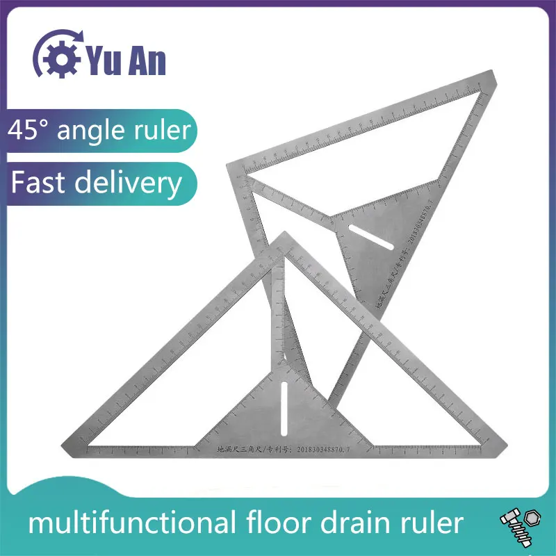 Multi-function Floor Drain Ruler Precisely Triangle Ruler Stainless Steel Durable Angle Craftsman Flower Pattern Tile