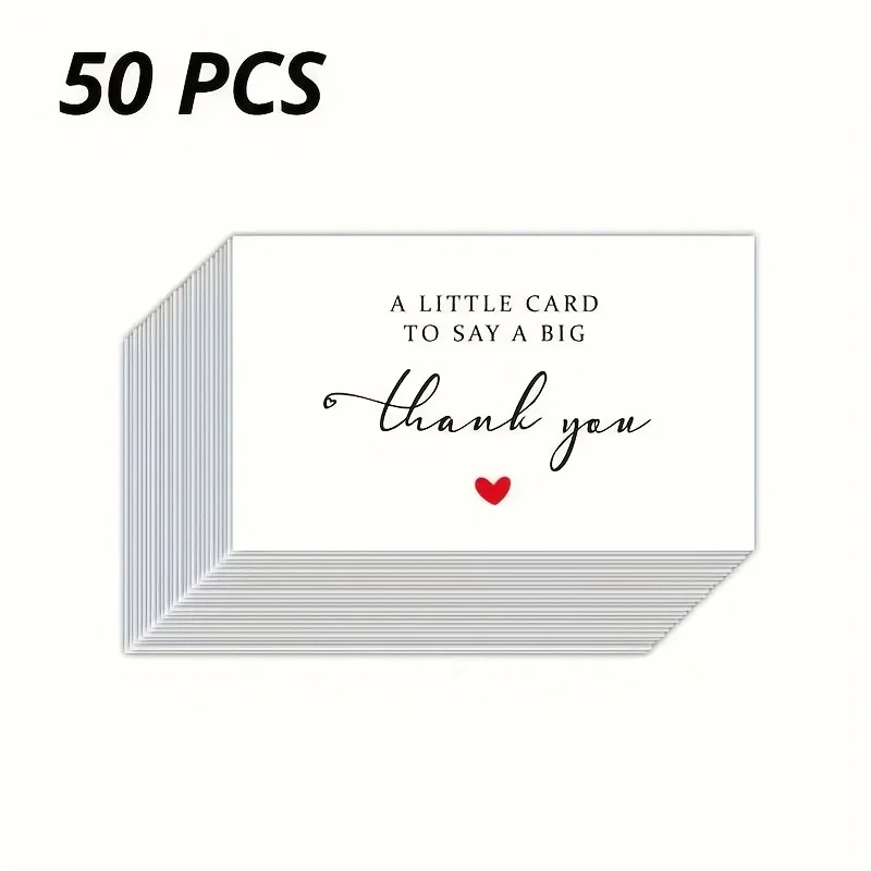 50 cartes de remerciement, chaque petite carte représente une grande gratitude, signifiante, légère et facile à utiliser.