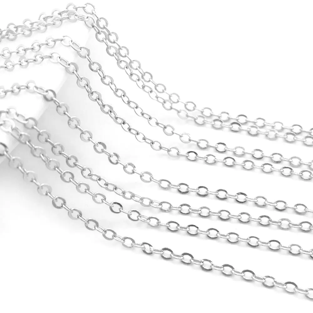 5 Meters Chain width 1MM 1.5MM 2MM 2.8MM Copper Flat Oval Shape Chains Oval Link Necklace Chain Diy Jewelry Accessories
