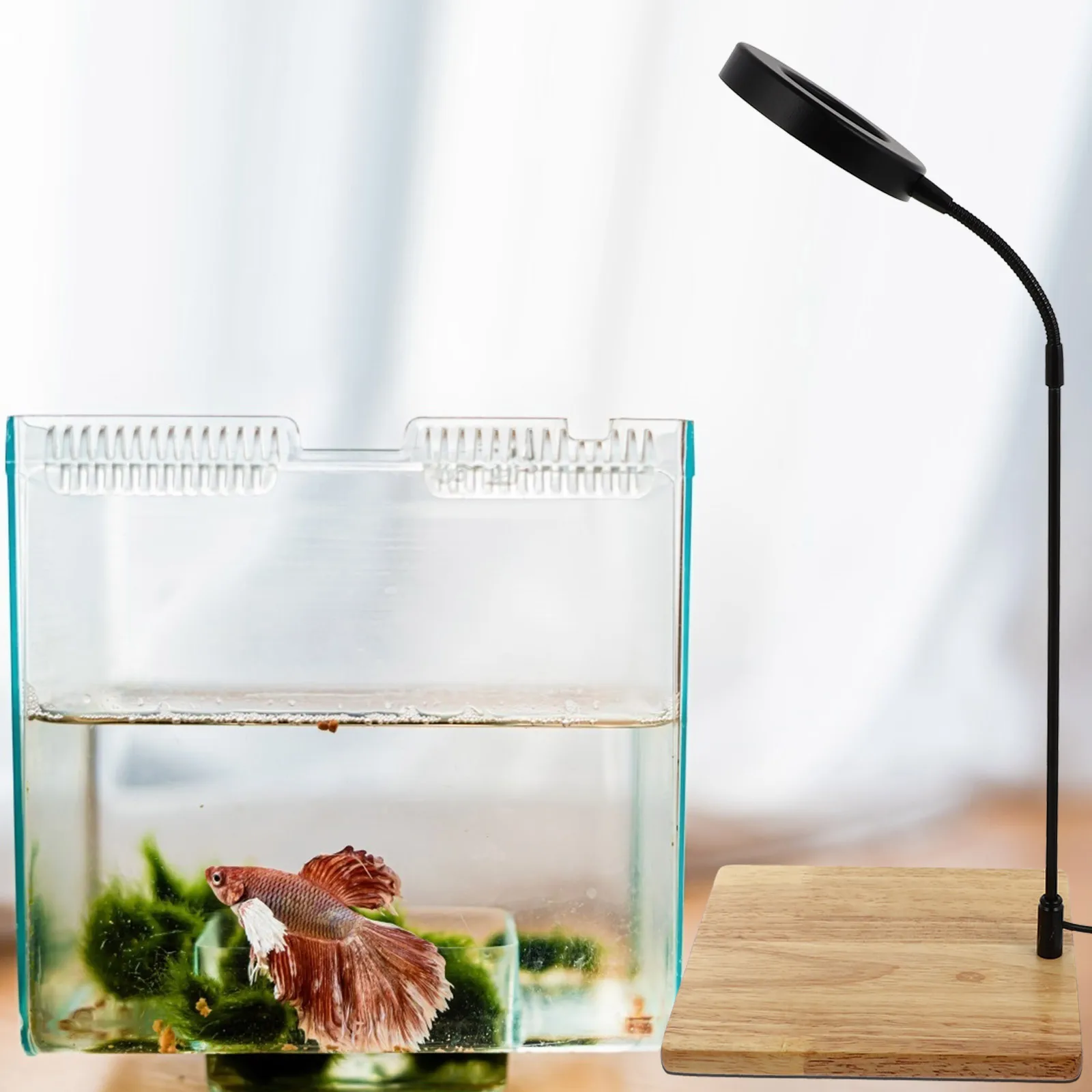 

Aquarium LED Light 17x18cm Fish Tank Wood Board Lamp Simple Decorative Lighting for Plants Indoor Aquarium Lamp Pet Supplies