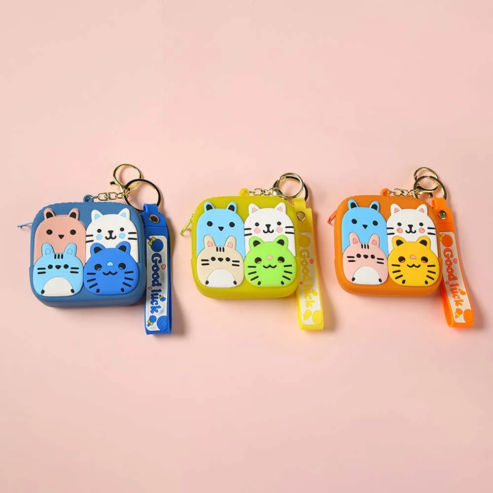 Bag Pendant Silicone Coin Purse Waterproof Lightweight Cartoon Silicone Keychain Bear Cat Silicone Cartoon Wallet Girl/Boys