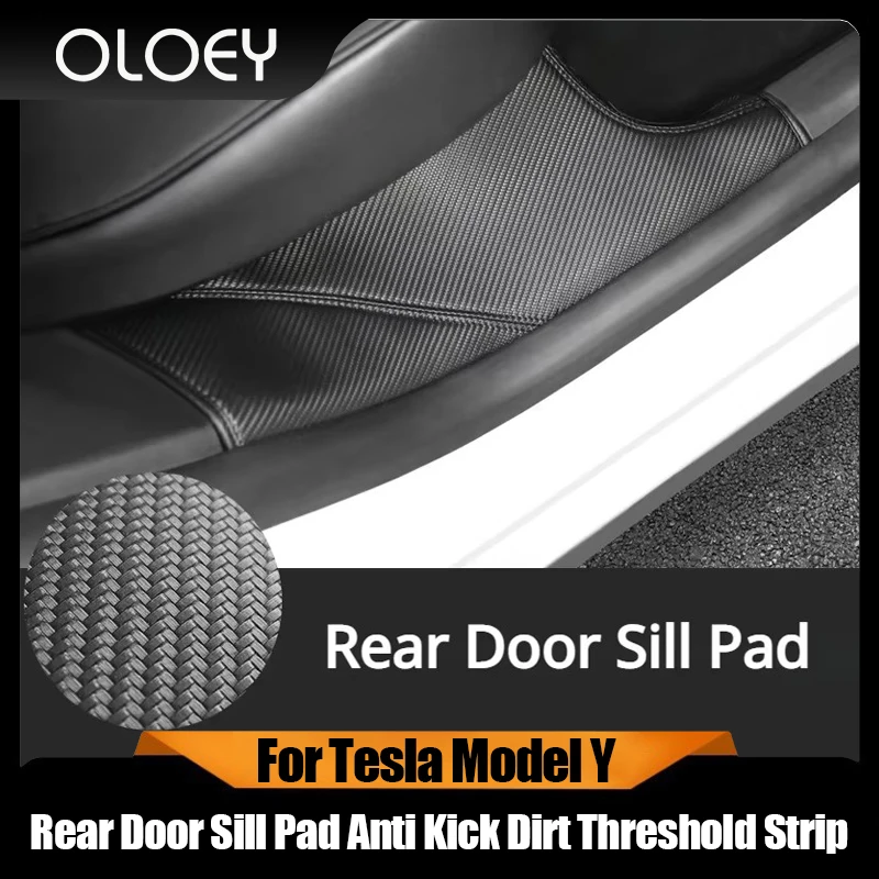 

Rear Door Sill Pad for Tesla Model Y Anti Kick Dirt Threshold Strip PU Leather Protective Cover Car Inner Hidden Pads 2021-2023