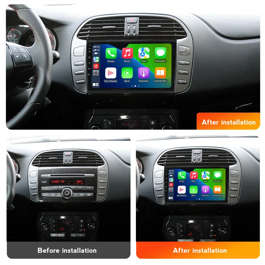 Navifly 9 Inch Android GPS Navigation For Fiat Bravo 2007-2012 IPS Touch Screen Wireless Carplay Android Auto BT FM Car Headunit