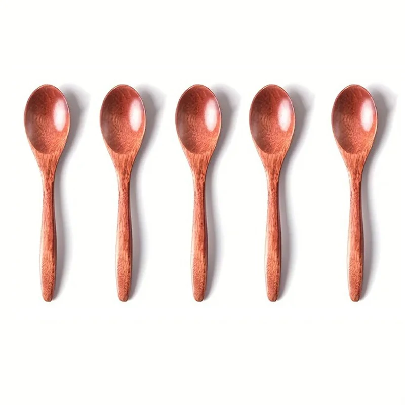 6/2PCS Wooden Tea Spoon Long Coffee Spoons Small Teaspoon Set Wood Honey Dessert Spoon Coffee Drink Stirrer Teaspoons Tableware