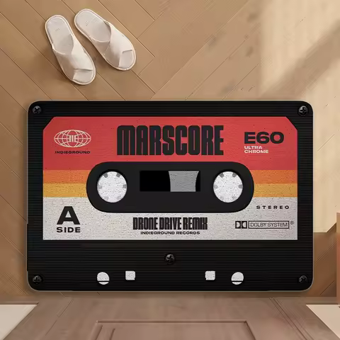Home Floor Mat Retro Cassette Tape Bedroom Bathroom Kitchen Dirt Resistant Easy To Decorate Home Floor Mat Adjustable Floor Mat