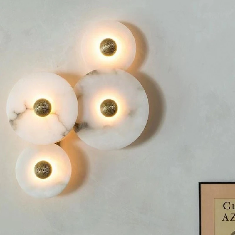 Marble LED Wall Lamp Bedside Living Room Aisle Hotel Sconce Gold Metal Home Wall Decoration