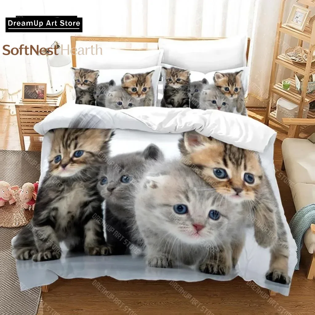 2026 Duvet Cover Funny Cute Photograph Cats Bedding Set Fashion Duvet Cover Pillowcase Bedroom Black Cat Bedspreads Bed Set For