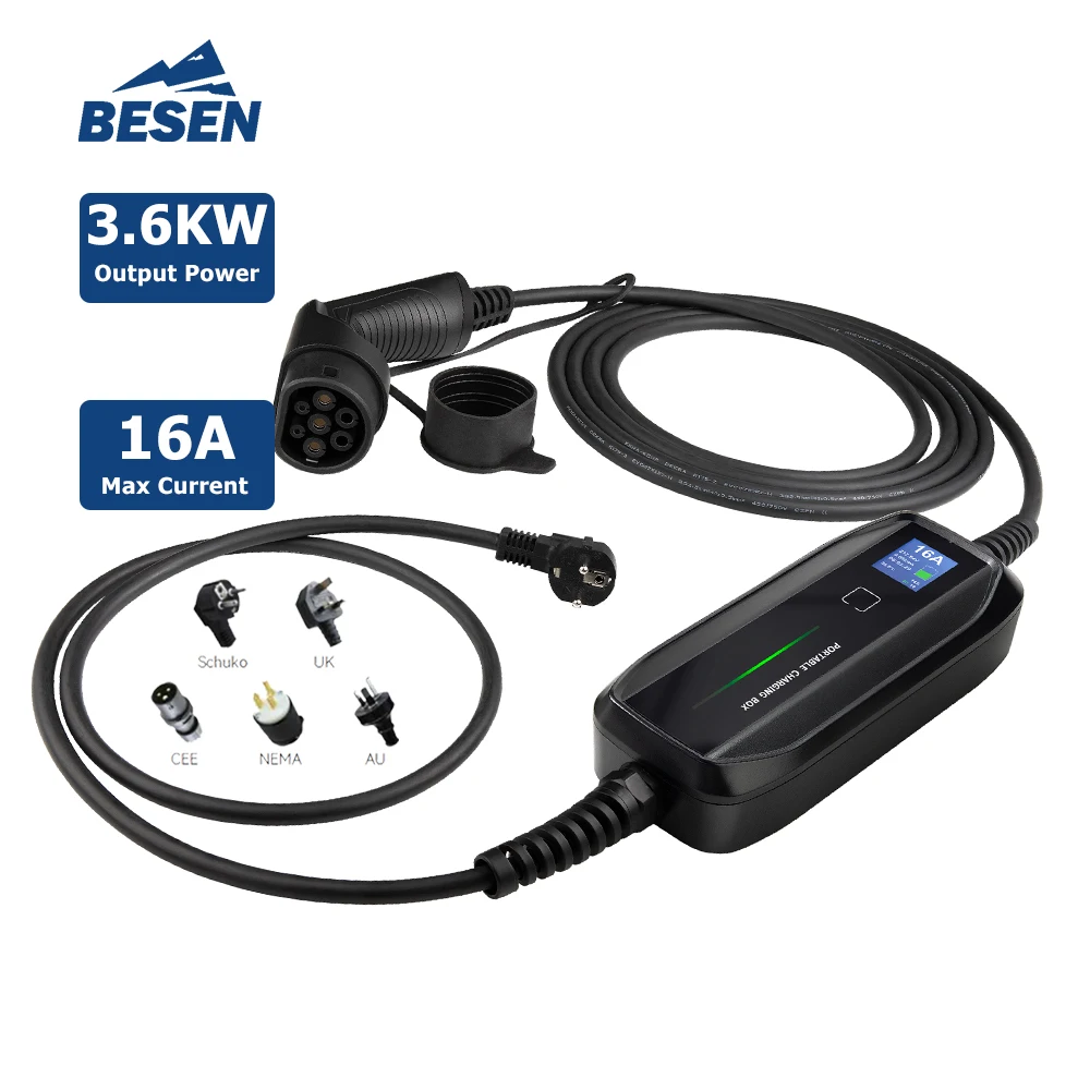 10 16A Portable Level 2 Electric Car Charger For Electric Vehicle Charging