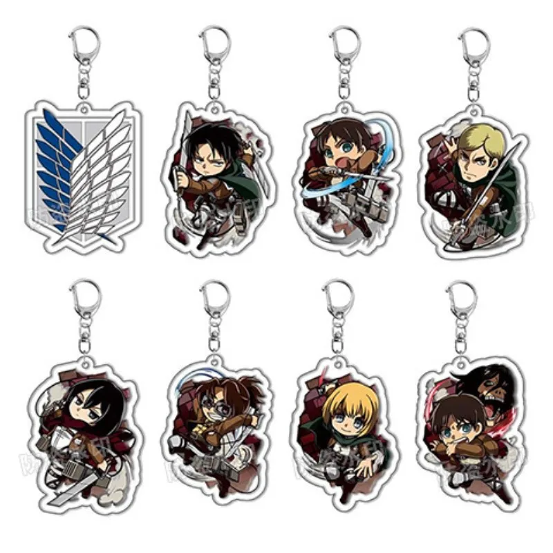 Eren Jaeger Mikasa Ackerman Armin Arlert Popular Anime 2D Peripheral Acrylic Keychain Backpack Pendant Comic Exhibition Gifts