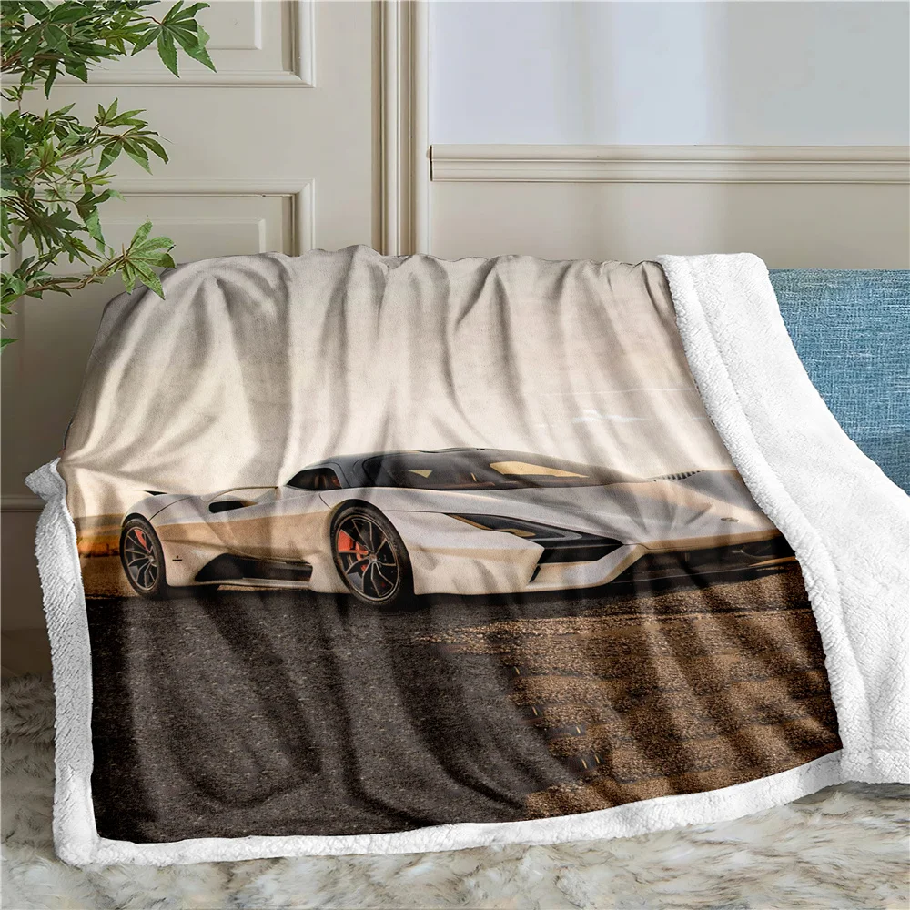 

Sports Car 3D Printing Plush Fleece Blanket Adult Fashion Quilts Home Office Washable Duvet Casual Kids Girls Sherpa Blanket