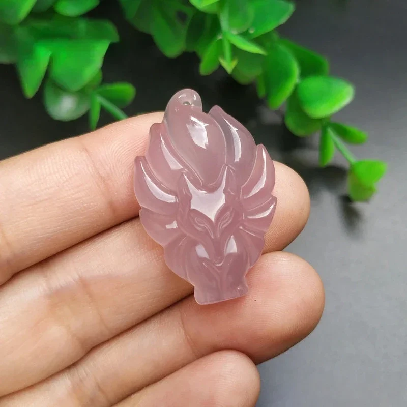 

Agate Chalcedony Nine-tailed Fox Pendant Fashion Jewelry Gift Multi-colored Jade Lucky Amulet Women's Necklace Jade Necklace