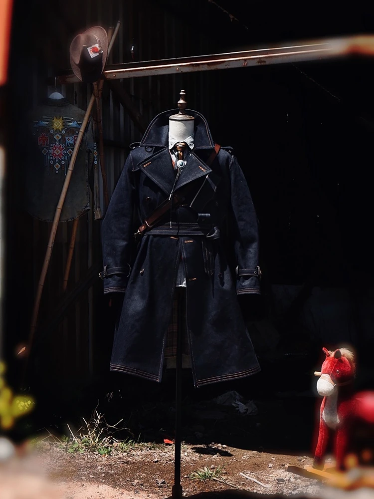 

J-118 Re-Engraved World War I Coat 22OZ Heavy RedLine Tannin 1850,S Medium Long Over-The-Knee Trench Coat