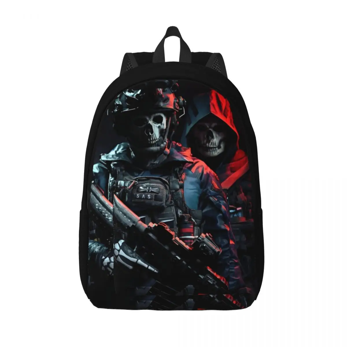 

Ghost With Evil Shadow Backpack for Men Women Teenage High School Work Daypack Modern Warzone Laptop Computer Canvas Bags Gift