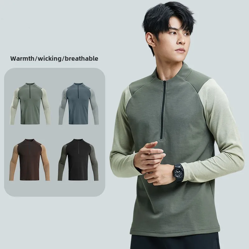 

Men's Sport Hoodie Quick-Dry Fitness Training Long Sleeve Half-Zip Cycling Running Autumn Spring Activities Man Clothing