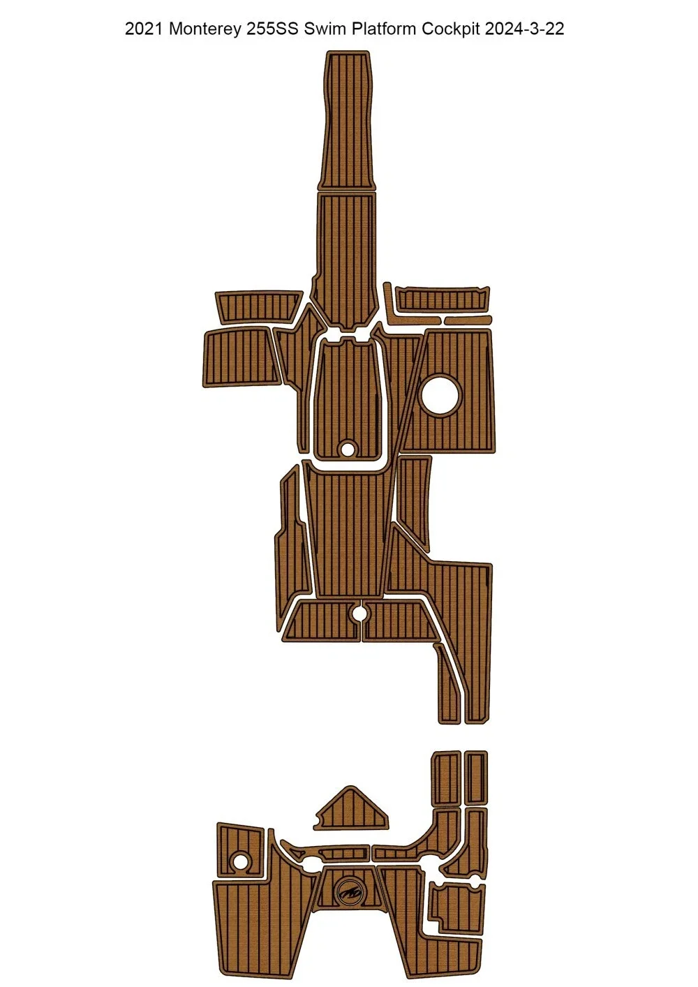 

2021 Monterey 255SS Swim Platform Cockpit Pad Boat Customized EVA Foam Faux Teak Deck Floor Mat Boat Accessories