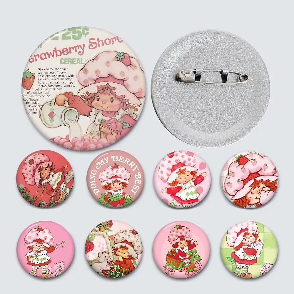 

Classic Animation S-Strawberry S-Shortcake Anime Button Pin Handmade Brooch For Clothes Cartoon Badge Backpack Decoration