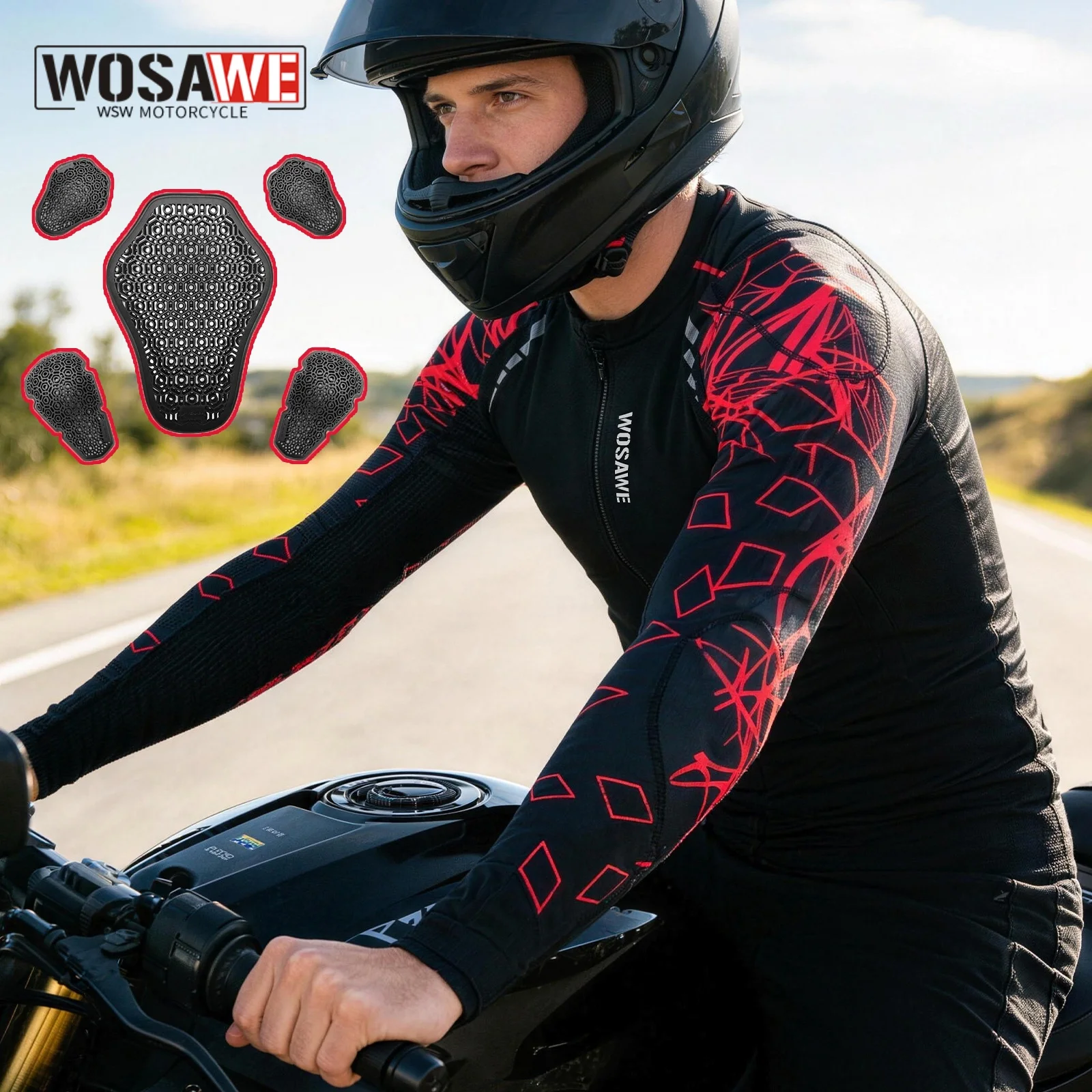 

Летняя мужская мотоциклетная куртка WOSAWE, легкая дышащая куртка для езды на мотоцикле, одежда для мотокросса с мягкими вставками